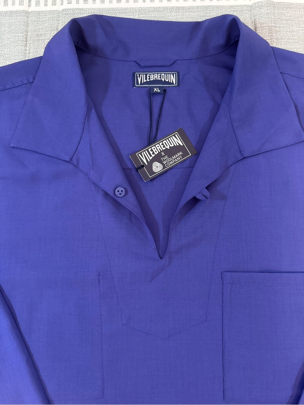 Vilebrequin x Woolmark Comores 100% Virgin Wool Shirt Purple Blue XL